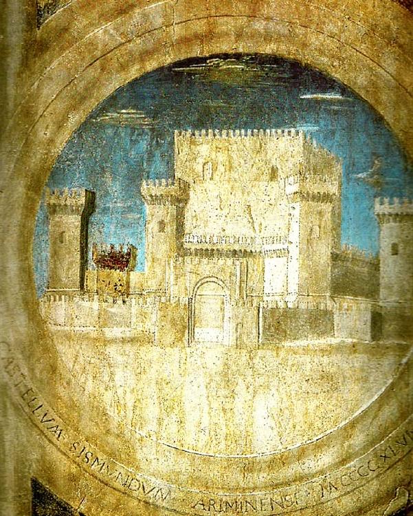 Piero della Francesca detail of the castle from st sigismund and sigismondo Spain oil painting art